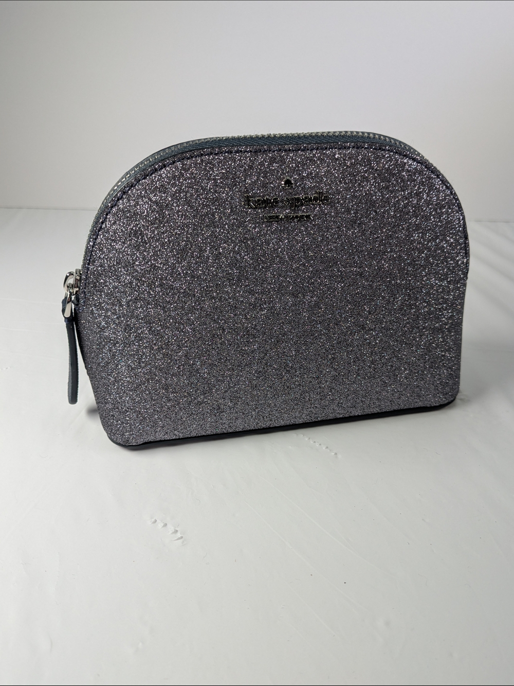Kate Spade Silver Glitter Cosmetic Pouch